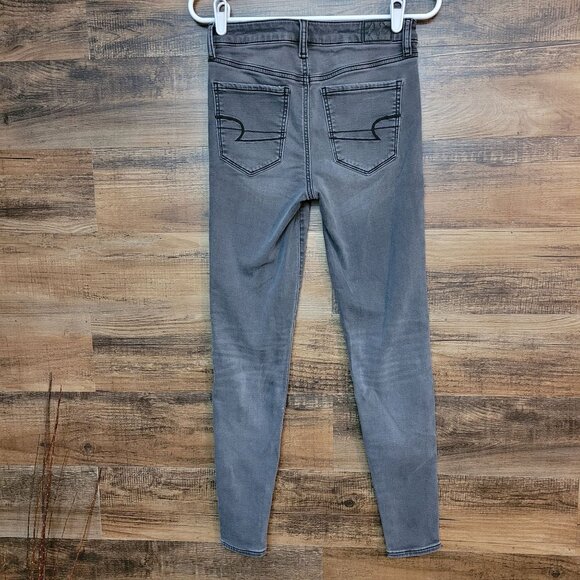 American Eagle 2 R Next Level Stretch Jegging Hi Rise Charcoal Wash Denim - Picture 2 of 11